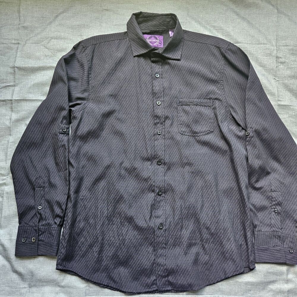 Bruno New York Mens M Medium Dark Purple Long Sleeve Dress Shirt‎ Button Down